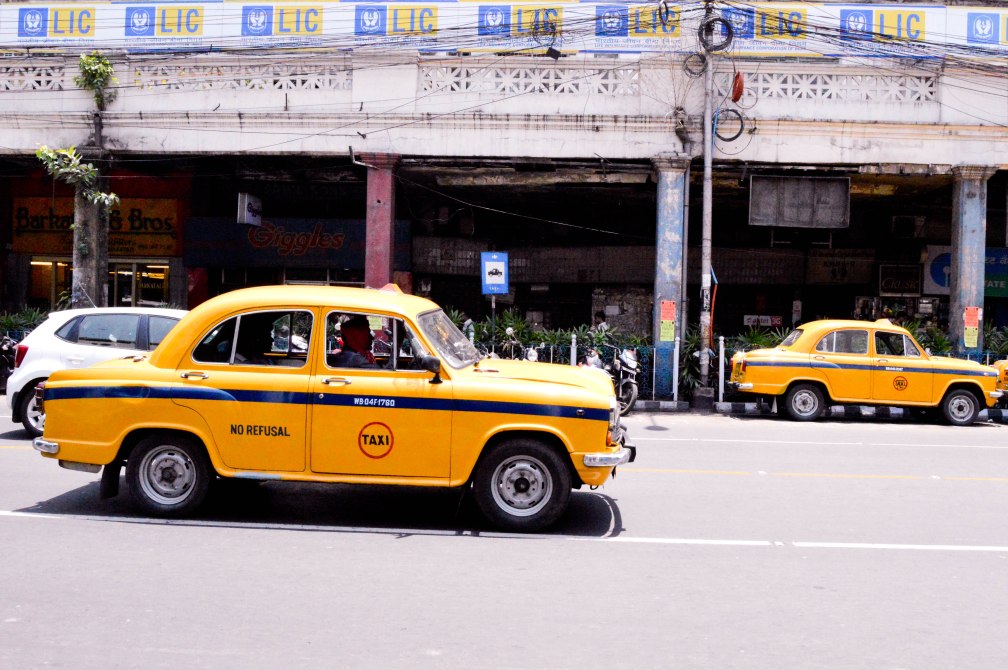 Yellow taxis across Kolkata